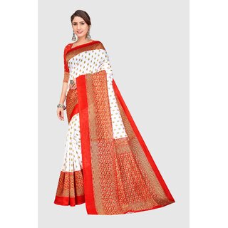                       SVB Sarees White Colour Art Silk Saree With Blouse                                              