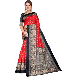                       SVB Sarees Red Colour Art Silk Saree With Blouse                                              