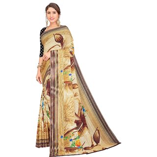 SVB Sarees Brown Colour Floral Printed Georgette Saree SVB Sarees Brown Colour Floral Printed Georgette Saree