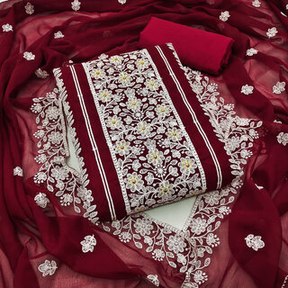                       Sharda Creation Unstitched  Embroidered Dress Material                                              