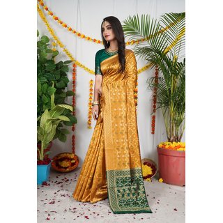                       SVB Saree Yellow Embellished Silk Saree                                              