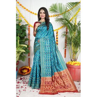                       SVB Saree Sky Blue Embellished Silk Saree                                              