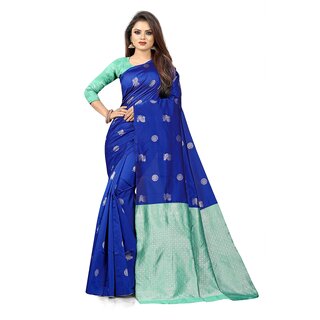                       SVB Saree Light Blue Embellished Silk Saree                                              