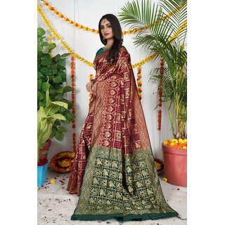                       SVB Saree Red Embellished Silk Saree                                              