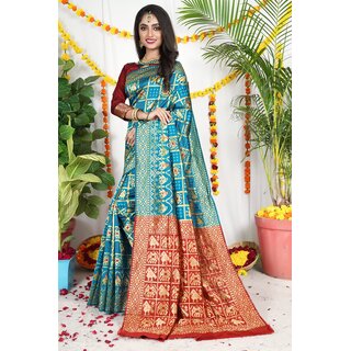                       SVB Saree Sky Blue Embellished Silk Saree                                              