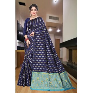                      SVB Saree Blue Embellished Silk Saree                                              