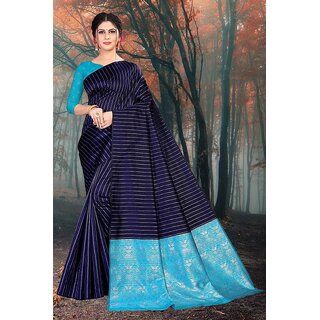                       SVB Saree Navy Embellished Silk Saree                                              