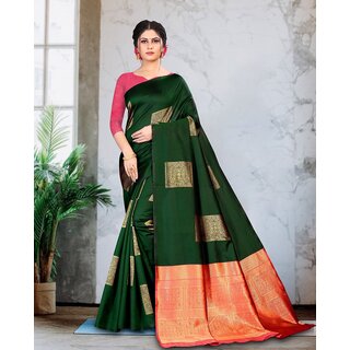                       SVB Saree Green Embellished Silk Saree                                              