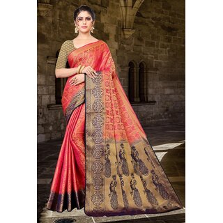                      SVB Saree Pink Embellished Silk Saree                                              