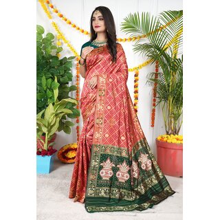                       SVB Saree Red Embellished Silk Saree                                              