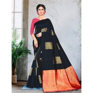                       SVB Saree black Embellished Silk Saree                                              