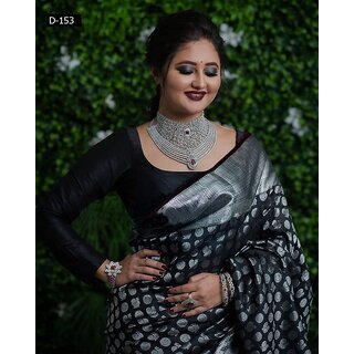                       SVB Saree Black Embellished Silk Saree                                              