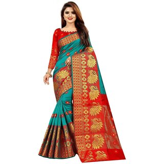                      SVB Saree Sky Blue Embellished Silk Saree                                              