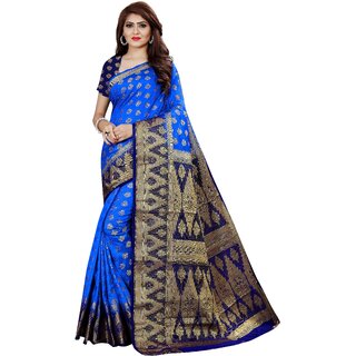                       SVB Saree Light Blue Embellished Silk Saree                                              