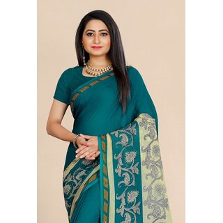                       SVB Saree Teal Embellished Silk Saree                                              