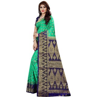                      SVB Saree Green Embellished Silk Saree                                              