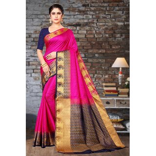                       SVB Saree Pink Embellished Silk Saree                                              