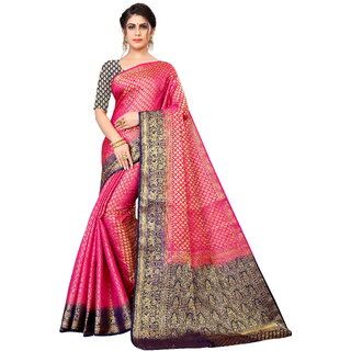                       SVB Saree Pink Embellished Silk Saree                                              