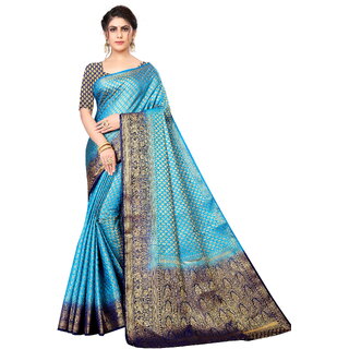                       SVB Saree Sky Blue Embellished Silk Saree                                              