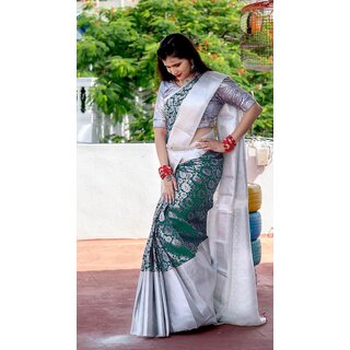                       SVB Saree Multicolor Embellished Silk Saree                                              