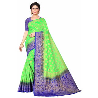                       SVB Saree Light Green Embellished Silk Saree                                              