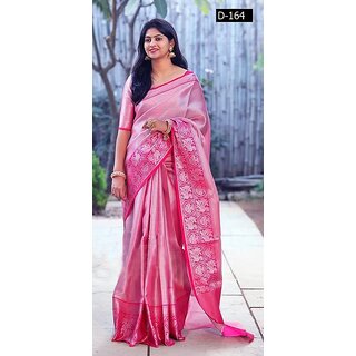                       SVB Saree Pink Embellished Silk Saree                                              