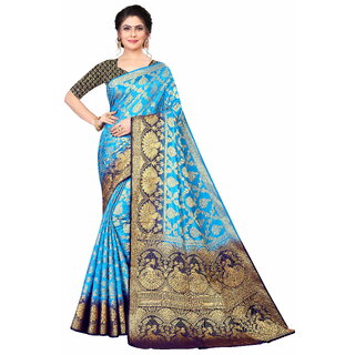 SVB Saree Sky Blue Embellished Silk Saree