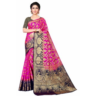                       SVB Saree Pink Embellished Silk Saree                                              