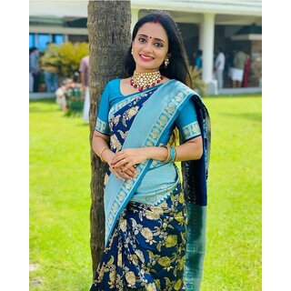 SVB Saree Blue Embellished Silk Saree