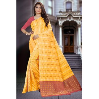                       SVB Saree Yellow Embellished Silk Saree                                              