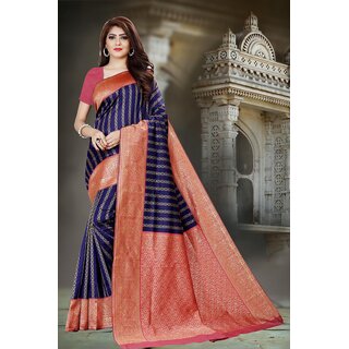                       SVB Saree Blue Embellished Silk Saree                                              