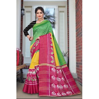                       SVB Saree Multicolor Embellished Silk Saree                                              