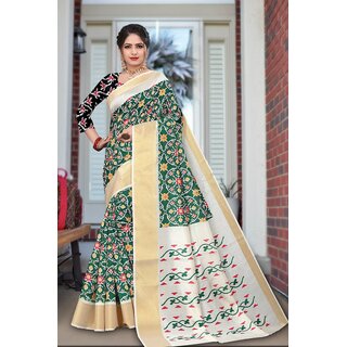                      SVB Saree White Embellished Silk Saree                                              