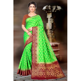                       SVB Saree Light Green Embellished Silk Saree                                              