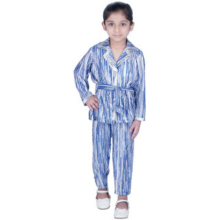                       Kid Kupboard Cotton Full Sleeves Blue Night Suit Set for Girls                                              