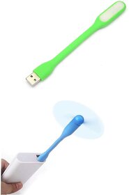 (Combo Pack ) Mini Portable  Flexible USB Fan + LED Light Lamp for Laptop/Desktop/All Mobile (USB Light + USB Fan)