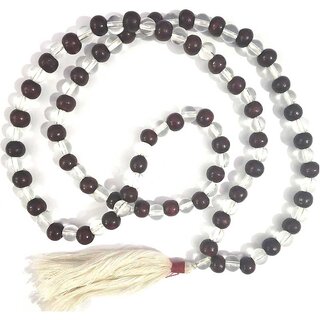                       Yuvi Shoppe Sandalwood beads and Crystal glass beads Handmade 108+1 beads Mala                                              