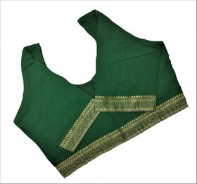 Pure Cotton stitches with lining Border Blouse.Dark Green Color