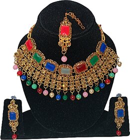 Jewellery Necklace Earrings with maang tika set