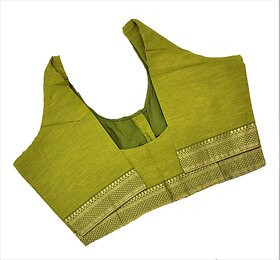 Pure Cotton stitches with lining Border Blouse.Parrot Green Color