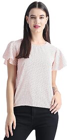 LACEITWomen and Girls Pink Black  Polka Dot Printed Top