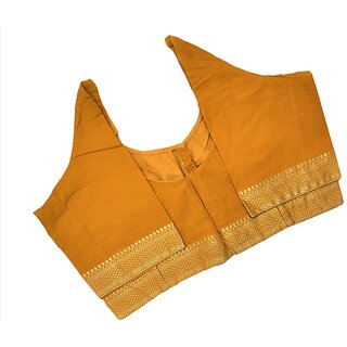                       Pure Cotton stitches with lining Border Blouse.Mango Color                                              
