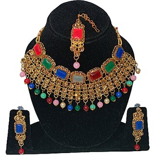 Jewellery Necklace Earrings with maang tika set