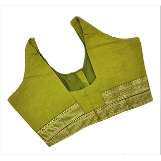                       Pure Cotton stitches with lining Border Blouse.Parrot Green Color                                              