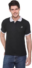 G-BULL Solid Men Polo Neck Black T-Shirt