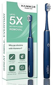 Hammer Flow2 .0 Electric Tooth brushand 2Replaceable Brush Heads for Men and Women 2Brushing Modes Battery Waterproof Super-Soft Bristles Pack of Electric Brush(Blue)