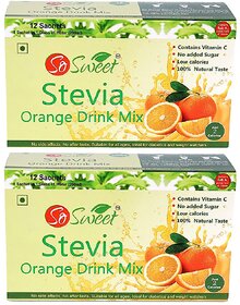 So Sweet Stevia Sugar Free Orange Drink Mix 12 Sachet - Pack of 2