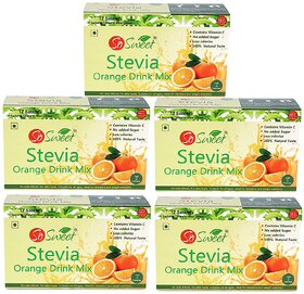 So Sweet Stevia Sugar Free Orange Drink Mix 12 Sachet - Pack of 5
