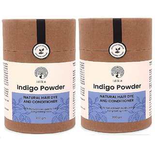                       Idika Indigo Powder Natural Hair Colour and Conditioner 200gm - Pack of 2                                              