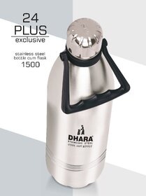 Dhara Stainless Steel  24 Plus Bottle, 1500ml, Silver , Set of 1